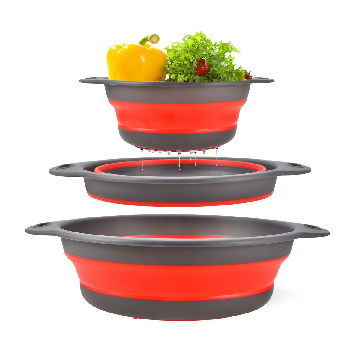 📢📢 1 set pentru 159 lei ⏰ Set de strecurători pliabile cu bază pentru scurgere (set din 3 piese)
