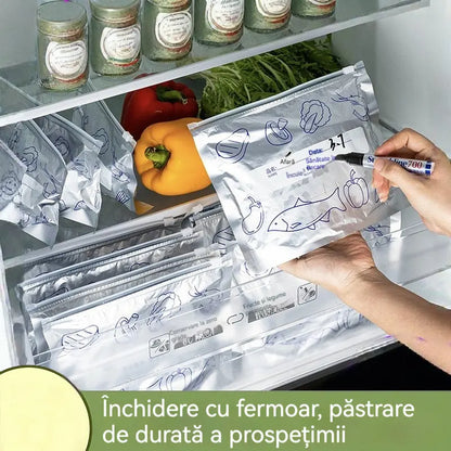 🔥🔥Un total de 30 de pungi antibacteriene din folie de aluminiu, super ușor de utilizat, pentru păstrarea prospețimii.