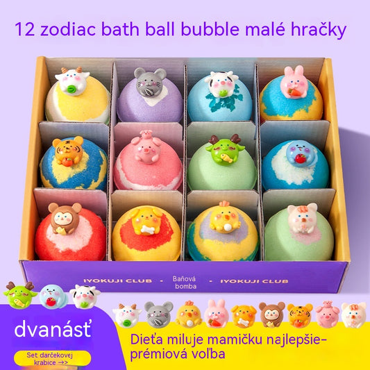 🌊👧【12 por 35 €】Juego de 12 bolas de sales de baño con forma de animales marinos (60 g cada una), aptas para niños.