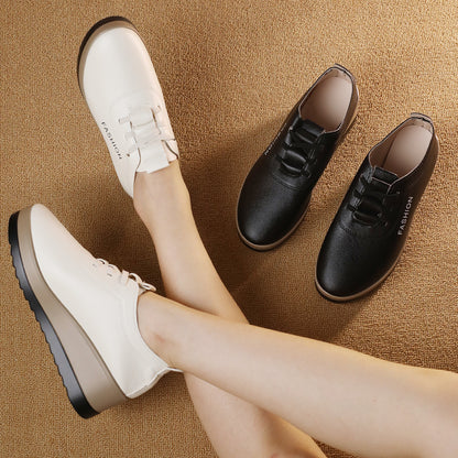 🔥【Jesienny bestseller】【35-42】Damskie skórzane buty z grubą podeszwą, nowy jesienny trend w modzie