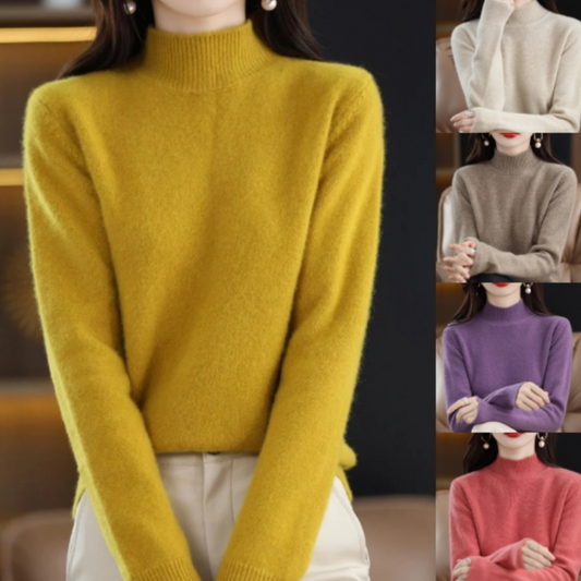 🔥Estilo otoño-invierno🔥Jersey de punto con medio cuello y manga larga, universal