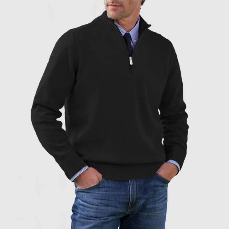 🧥✨ Suéter de punto con cremallera para hombre de talla grande, diseño simple y combinable.