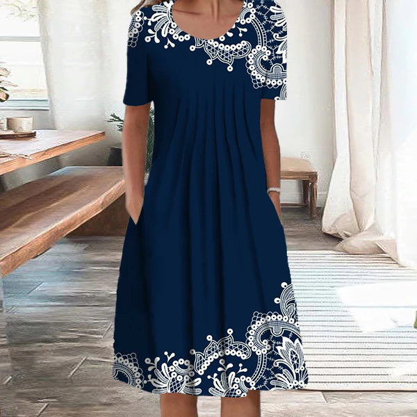 🔥S-5XL💗 Rochie midi cu imprimeu de grădină, nouă în 2026