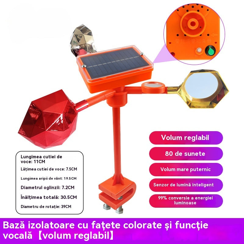🐦🦉【NEW】Nou respingător de păsări cu voce reglabilă, cu energie solară eoliană, modernizat