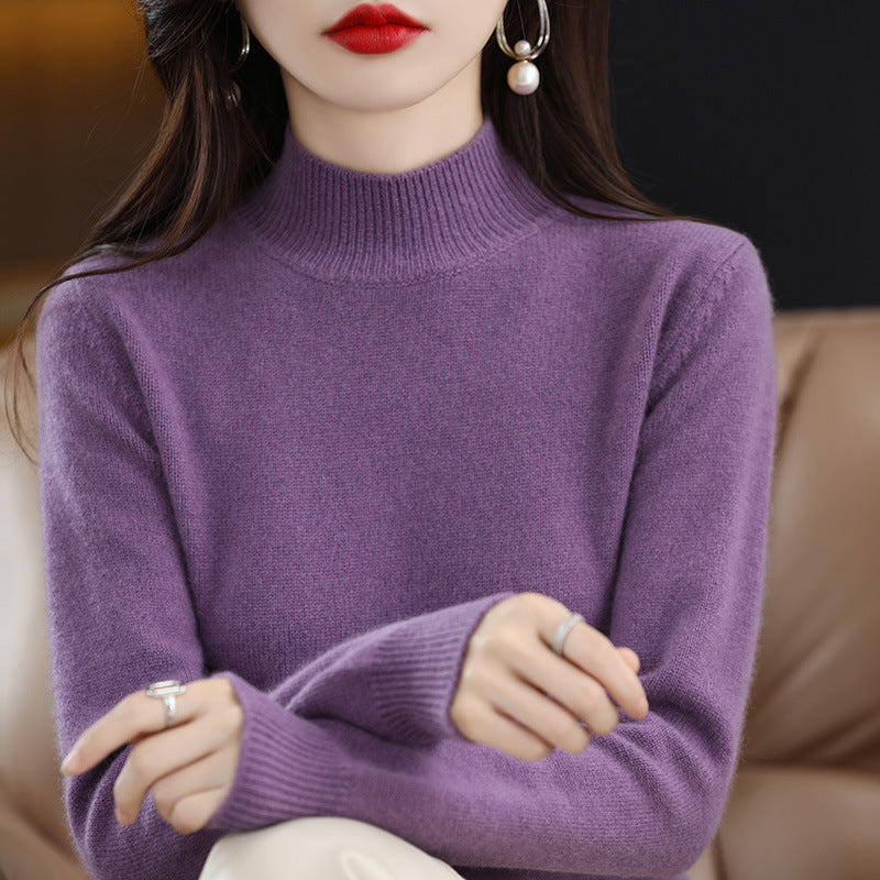 🔥Estilo otoño-invierno🔥Jersey de punto con medio cuello y manga larga, universal