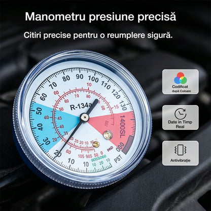 ⏳Ofertă limitată în timp⏰ Furtun de încărcare cu agent frigorific R134a pentru instalații A/C, cu manometru – unealtă universală și ușor de utilizat pentru proiecte DIY 🔧