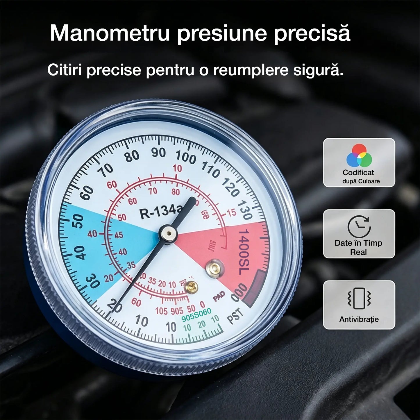 ⏳Ofertă limitată în timp⏰ Furtun de încărcare cu agent frigorific R134a pentru instalații A/C, cu manometru – unealtă universală și ușor de utilizat pentru proiecte DIY 🔧
