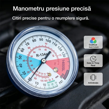 ⏳Ofertă limitată în timp⏰ Furtun de încărcare cu agent frigorific R134a pentru instalații A/C, cu manometru – unealtă universală și ușor de utilizat pentru proiecte DIY 🔧