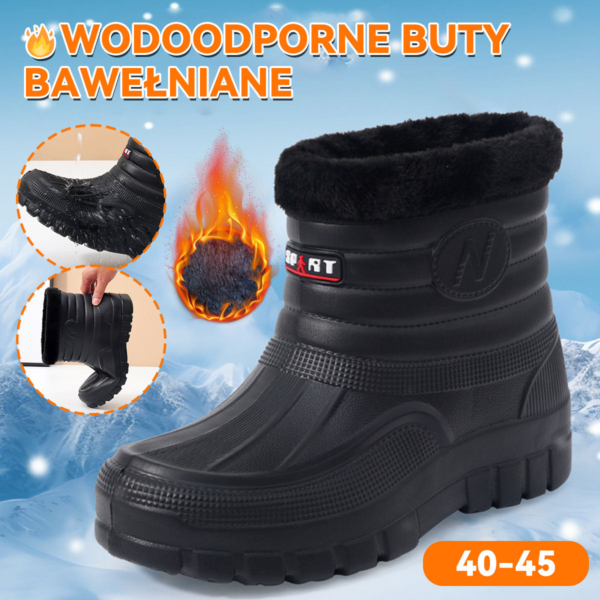 ♥️♥️【40-45】【Nový produkt】Pánske teplé, nepremokavé outdoorové topánky s flísovou podšívkou, odolné, do vody a snehu, po členky alebo nad členky.