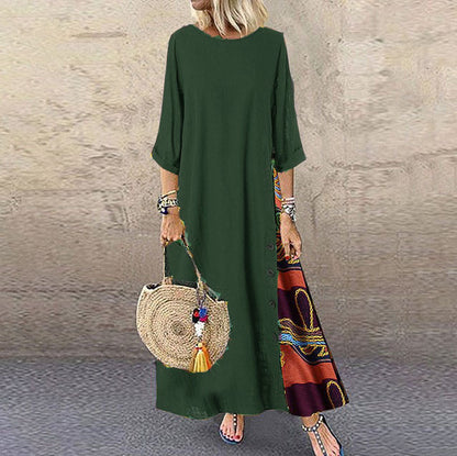 ✨💕【Oferte speciale de vară🔥】【M-5XL】 Noua rochie elegantă retro casual imprimată 2025-4038512