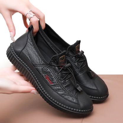 【35-41】Zapatos cálidos de felpa de cuero suave de alta calidad para mujer, suaves y antideslizantes.
