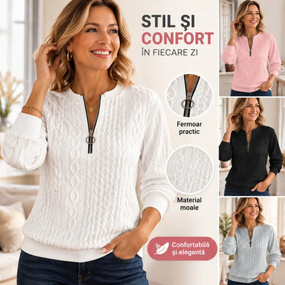 🎀🎀【Vânzare la cald】 Pulover casual cu fermoar pentru femei de toamnă 2026