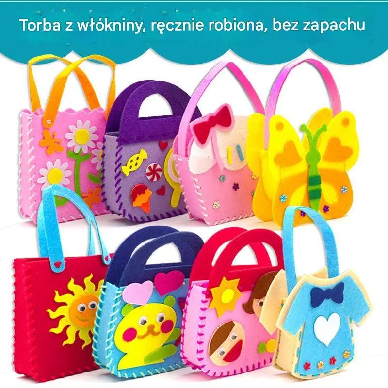 【Cumpărați 5 și primiți 5 gratuit】🎁Primul kit de cusut pentru copii Kit de cusut din fetru DIY Jucării educaționale pentru grădiniță Kit de cusut pentru copii cu ace de siguranță și curele pentru geantă Kit de cusut din pâslă pentru băieți, fete, cadou