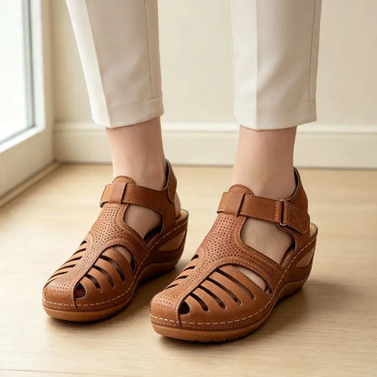 👍【Model îmbunătățit din piele naturală de calitate superioară】Sandale elegante și confortabile cu talpă moale