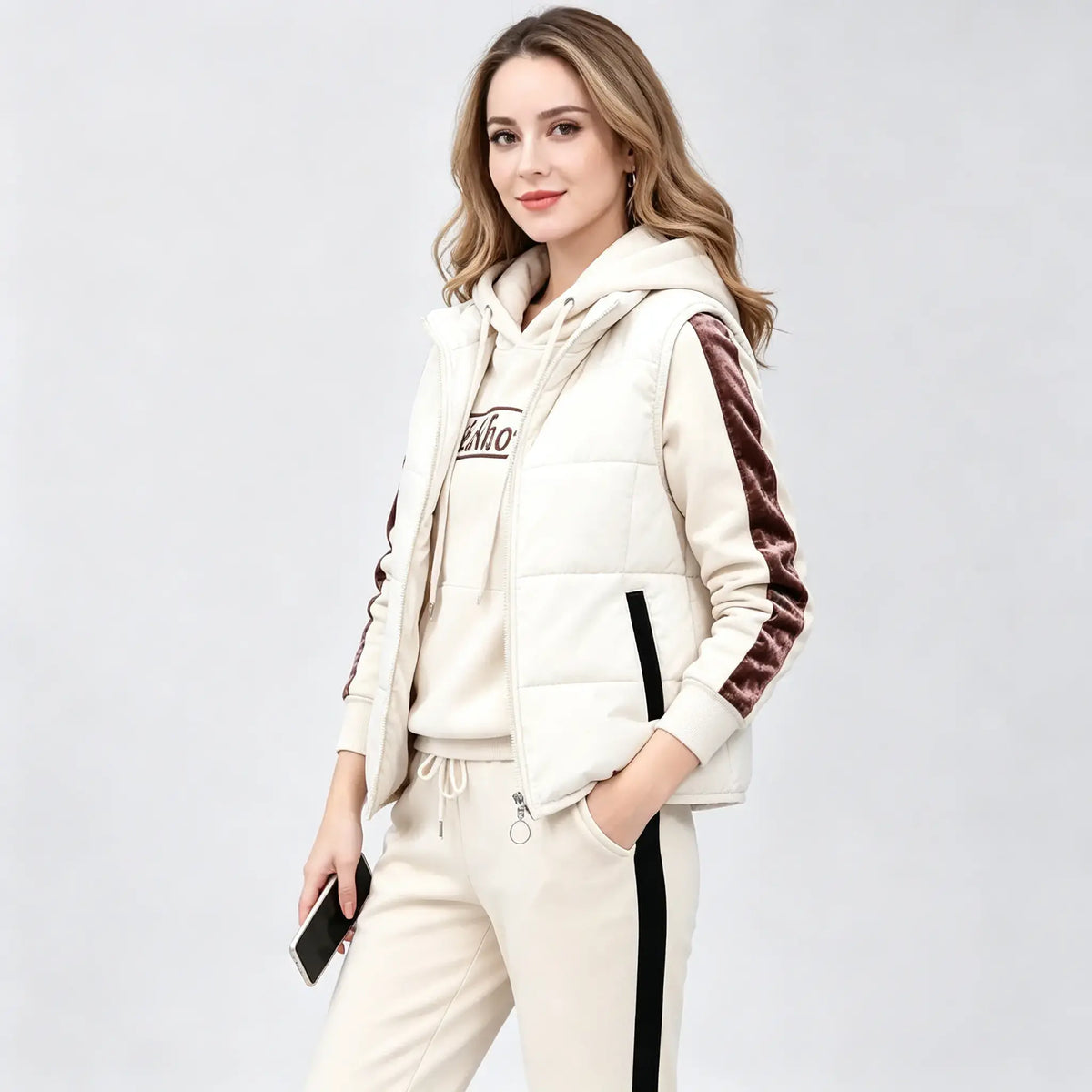 🔥🔥【Top + Vestă + Pantaloni】Set elegant și călduros din 3 piese pentru toamnă și iarnă