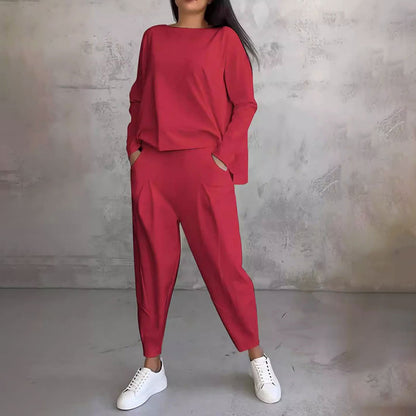 💖Set de pantaloni cu mânecă lungă și gât rotund, set din două piese