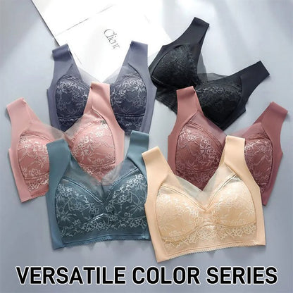 🔥Último día 45% de descuento【4 piezas】👙【40-110 kg】Sujetador de encaje sin costuras, cómodo y de alta calidad