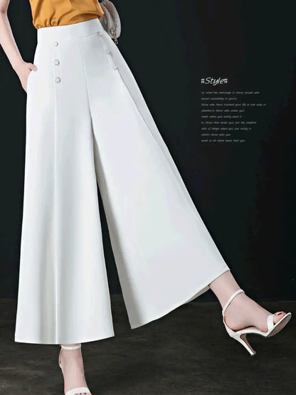 【M-5XL】Pantaloni eleganți, plisați, cu talie înaltă și croială largă, pentru femei