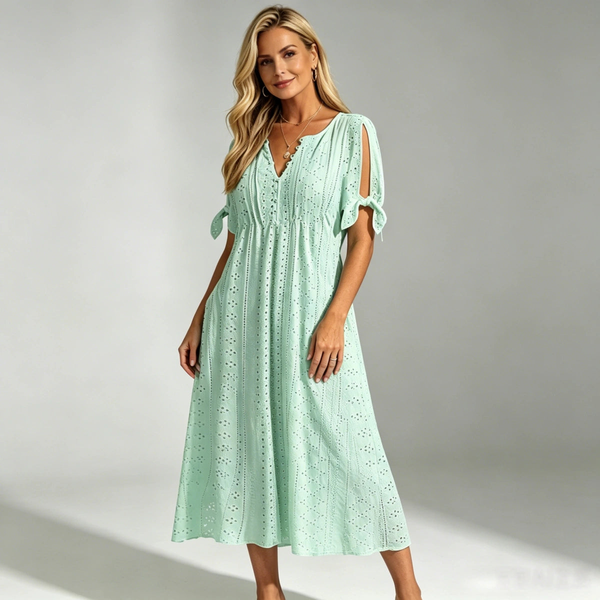【🏆Cele mai bine vândute produse】👗 Rochie simplă și delicată, de culoare uni