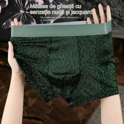 【L-4XL】Lenjerie intimă bărbătească din plasă de mătase glacială, mărime mare, respirabilă.