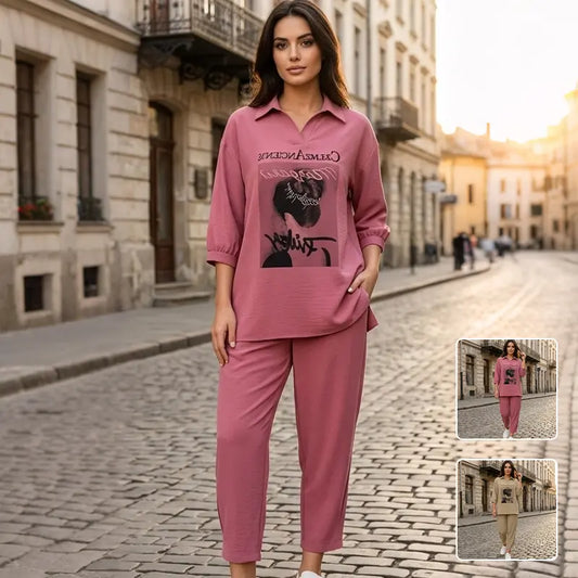 Set Modern de Damă din Două Piese, Design Casual-Chic, Disponibil în Mai Multe Culori Elegante