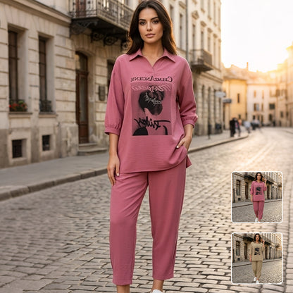 Set Modern de Damă din Două Piese, Design Casual-Chic, Disponibil în Mai Multe Culori Elegante