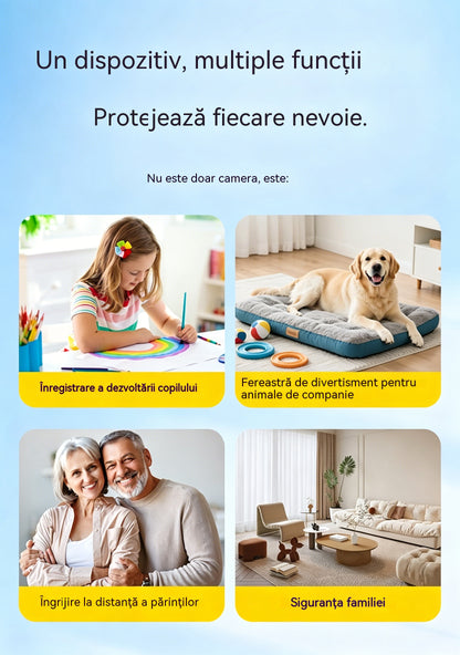 Cameră de înaltă definiție cu sistem inteligent de monitorizare a casei prin WiFi wireless de la distanță, vedere nocturnă în infraroșu, interfon bidirecțional și cameră de înaltă definiție.