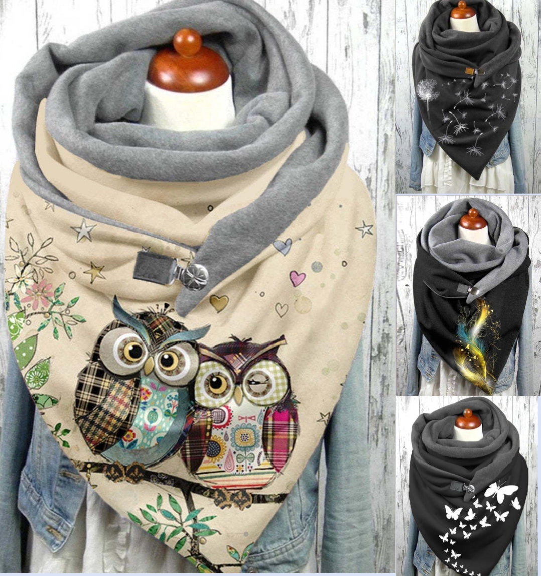 🔥【50% ZNIŻKI】【Bestseller】Ciepły bawełniany szalik z nadrukiem i zapięciem na guziki