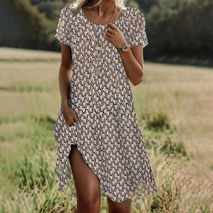 🛒📣【Último día de la promoción】【S-3XL】💖👗Nuevo vestido casual estampado de cuello redondo para primavera y verano 2026 🌸🌞