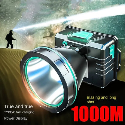 🔥🔥Lanternă Frontală Ultra-Luminoasă – 12h Autonomie, Ușoară și Impermeabilă