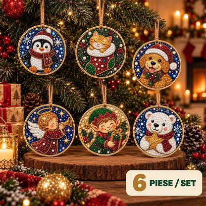 🎄 Set 6 Decorațiuni DIY de Crăciun cu Diamante – Proiect Creativ pentru Familie, Perfecte pentru Brad, Fereastră sau Cadouri!