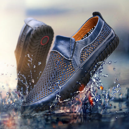 【38-48】👞Nowe męskie buty ze skóry siatkowej na wiosnę i lato - duże rozmiary odporne na pot i nieprzyjemny zapach, oddychające i wygodne-4046225