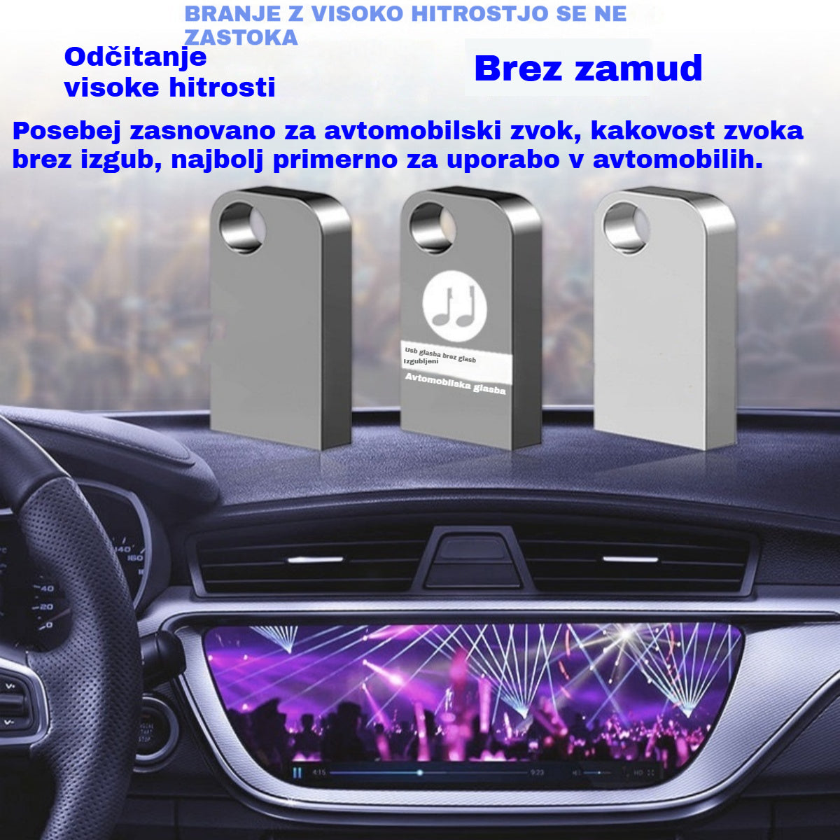 🚗🎵🎵【Glasbeni USB ključek】Vsebuje 8000 pesmi, 600 glasbenih videoposnetkov in 6D zvočne učinke.