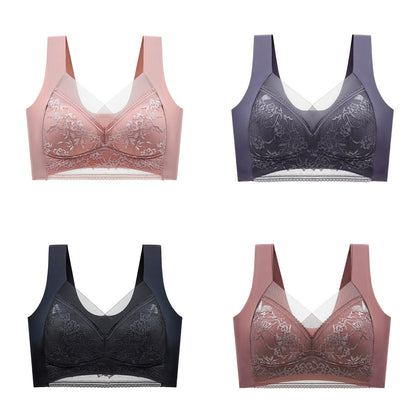 🔥Último día 45% de descuento【4 piezas】👙【40-110 kg】Sujetador de encaje sin costuras, cómodo y de alta calidad