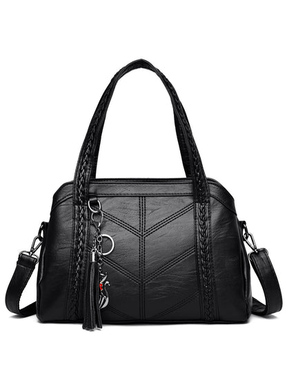 👜💟【50% ZĽAVA】Mäkká kožená taška, kabelka, veľká kapacita, tri priehradky, vodeodolná a odolná voči poškriabaniu