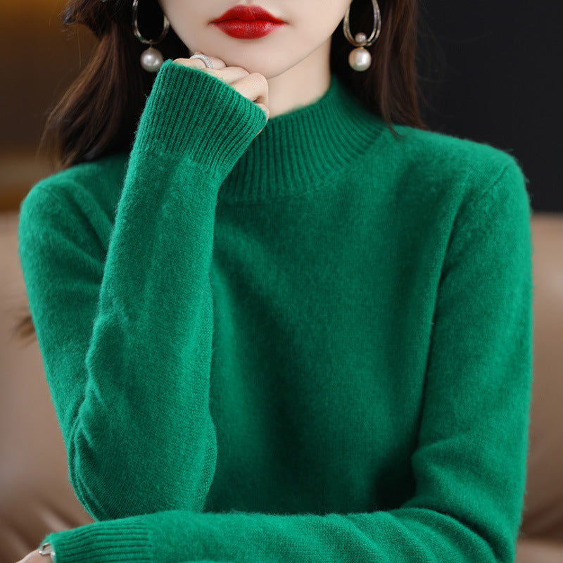 🔥Estilo otoño-invierno🔥Jersey de punto con medio cuello y manga larga, universal