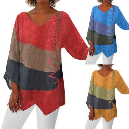 🔥Ofertă limitată în timp🔥【40-130 kg】Tricou casual cu imprimeu, decolteu în V, pentru femei