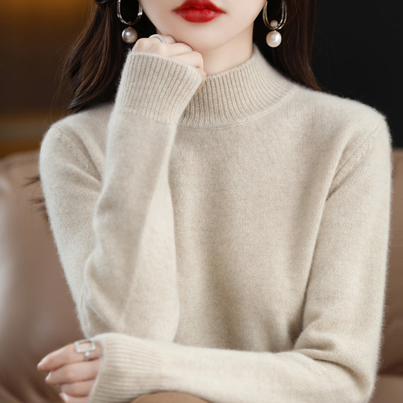 🔥Jesenski in zimski stil🔥Pleteni pulover s polovičnim ovratnikom in dolgimi rokavi, vsestranski