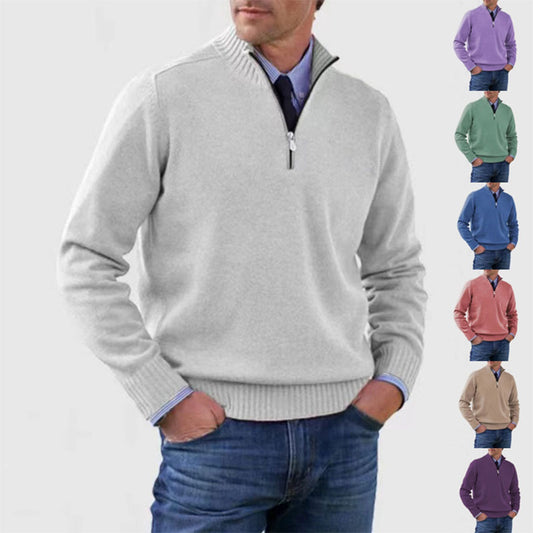 🧥✨ Suéter de punto con cremallera para hombre de talla grande, diseño simple y combinable.