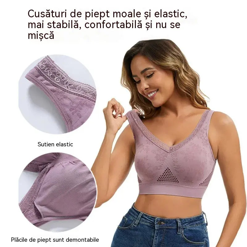 😍❤️【Set 3 bucăți】✨ Sutien din dantelă fără sârmă pentru femei — potrivit pentru 40–120 kg