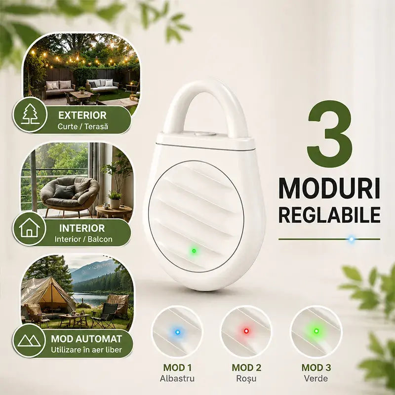 🕊️ Scapă de porumbei și păsări dăunătoare! Dispozitiv portabil cu ultrasunete pentru alungat păsările și insectele (Frecvență variabilă / Reîncărcabil USB / 3 culori)! ✨