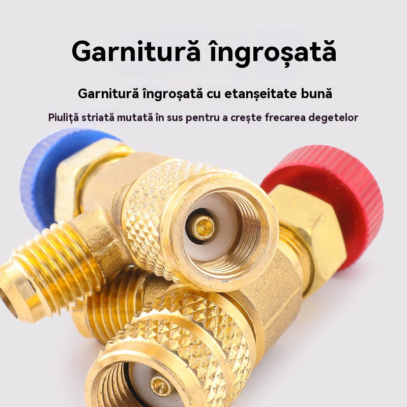 🔥🔥【Set de 4 】 supape de siguranță pentru agent frigorific, conectori adaptor R22/R410A, fitinguri din alamă fără alimentare electrică, cu control Pornit/Oprit, pentru încărcarea și întreținerea sistemelor HVAC.