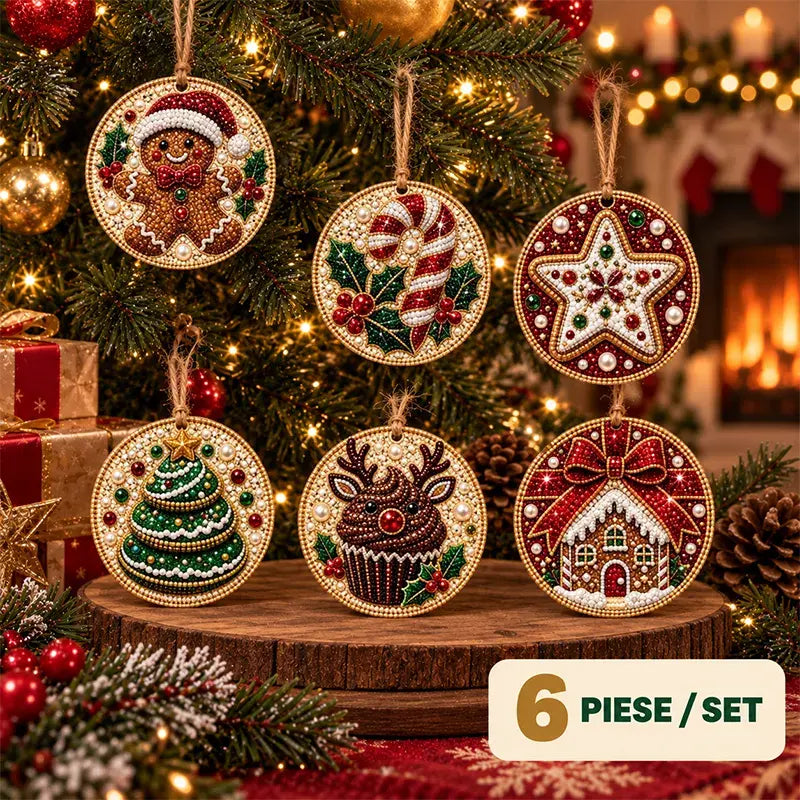 🎄 Set 6 Decorațiuni DIY de Crăciun cu Diamante – Proiect Creativ pentru Familie, Perfecte pentru Brad, Fereastră sau Cadouri!