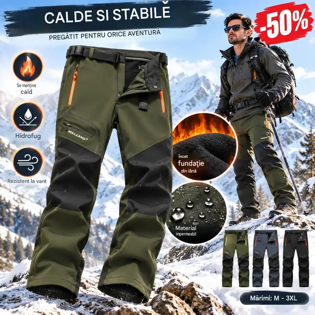 🏃‍♂️【S–5XL】Pantaloni pentru bărbați – Noua colecție toamnă-iarnă pentru activități în aer liber – Călduroși, cu căptușeală din fleece, impermeabili și rezistenți la vânt