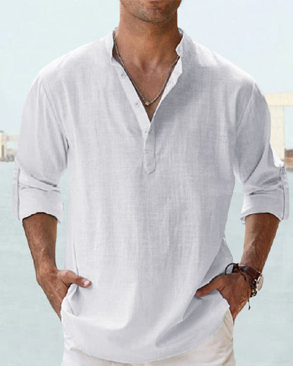 👕🤩【S-5XL】 Cămașă pentru bărbați cu mâneci lungi, material din bumbac și in.