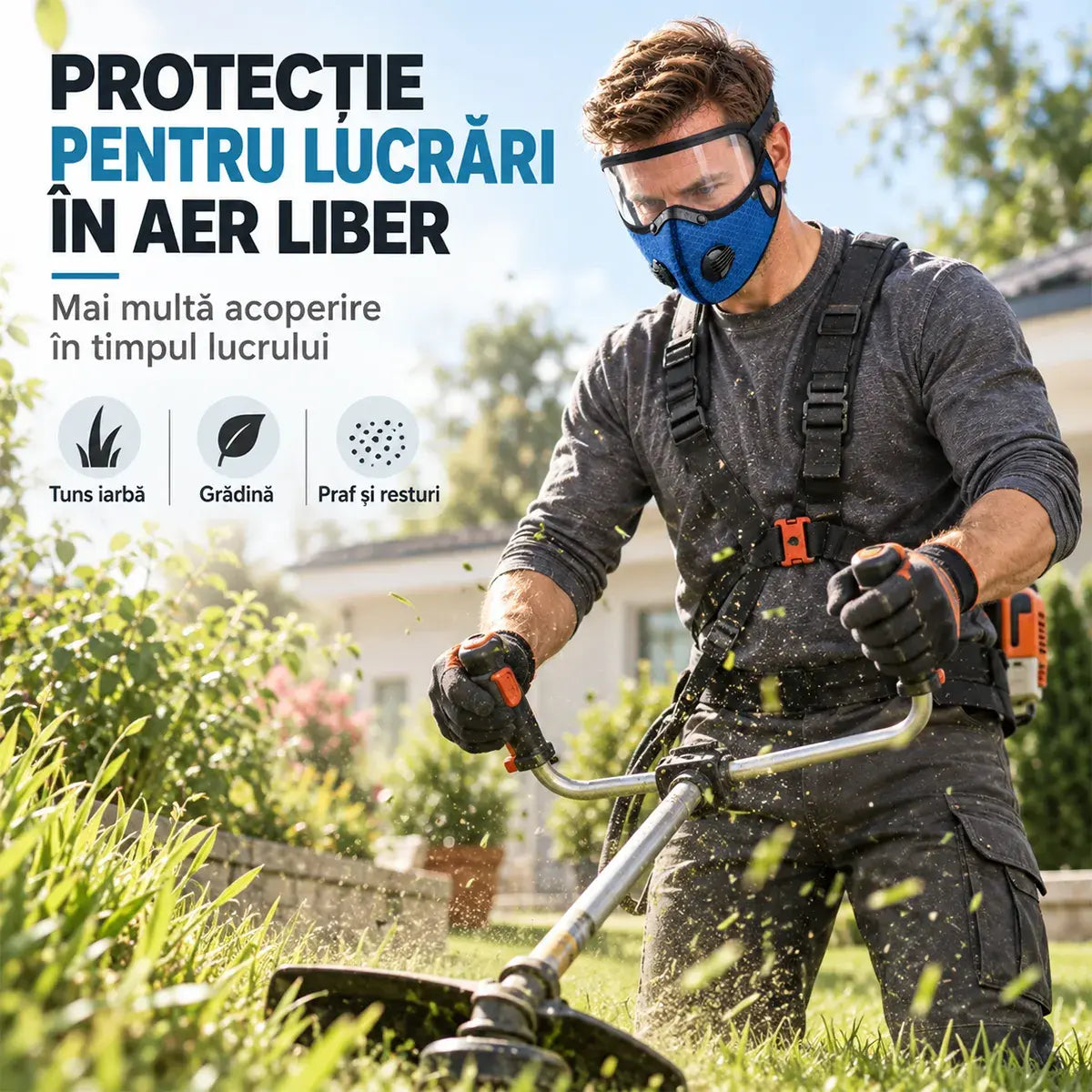🔥 【OFERTĂ LIMITATĂ: 1+1 GRATIS】 Mască Multifuncțională de Protecție pentru Sport și Lucru 🚴 | Vizieră HD Detașabilă · Ideală pentru Ciclism, Tuns Iarbă & Lucrări cu Praf · 4 Culori