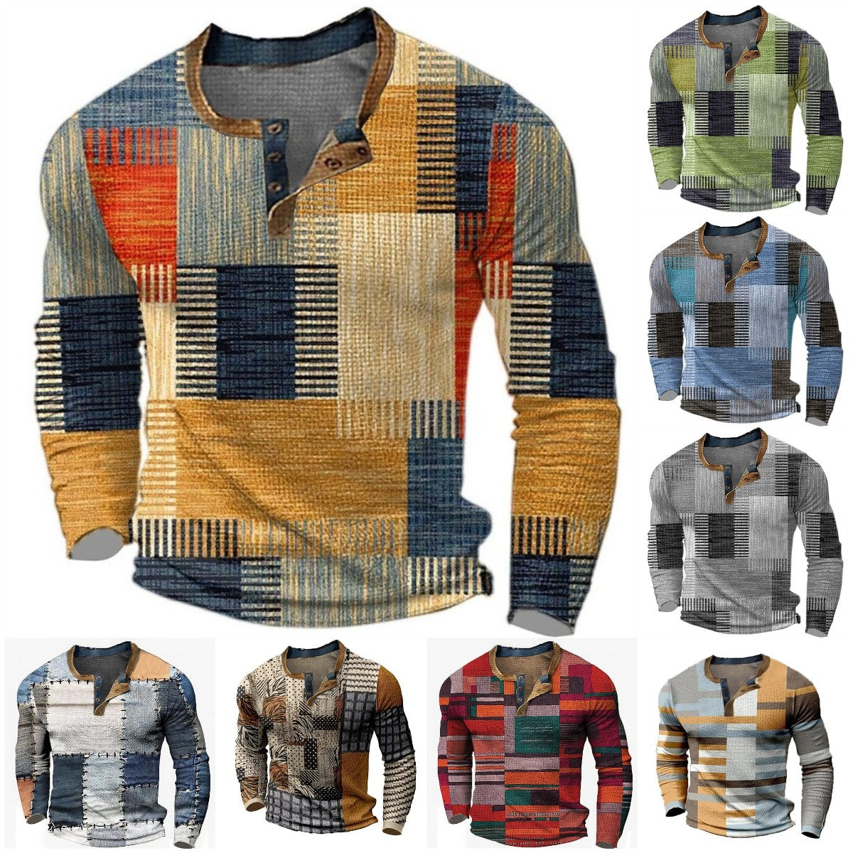 🎁😍[Wyprzedaż ograniczona czasowo] 👔[S-4XL] Męska koszulka polo z długim rękawem i nadrukiem