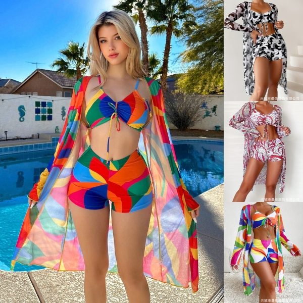 👙Noul costum de baie din trei piese de modă nouă, mai multe culori disponibile