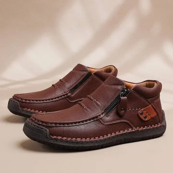 🔥-50% OFF🔥【38-48】Zapatos de conducción de cuero hechos a mano para hombre, sin cordones, con punta ancha y soporte para el arco