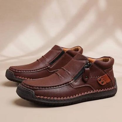 🔥-50% OFF🔥【38-48】Zapatos de conducción de cuero hechos a mano para hombre, sin cordones, con punta ancha y soporte para el arco